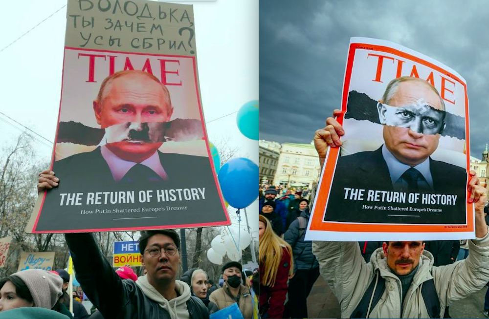 Patrick Mulder’s TIME covers displayed at protest in Kazakhstan and Krakow in Poland