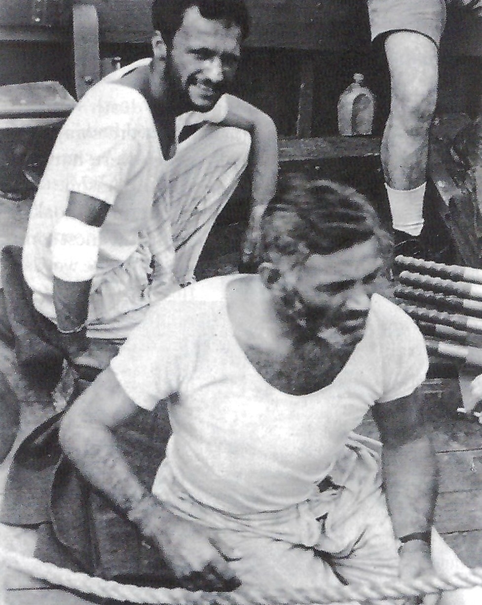 Copilot James Whittaker and navigator John De Angelis, left, paddled to an island in time to save their unconscious radioman.