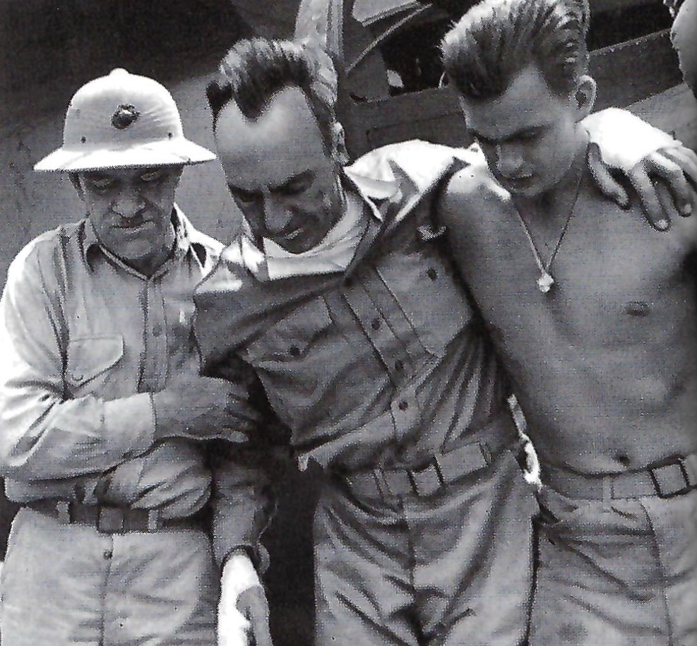 Rickenbacker, above, dropped 60 pounds and required the assistance of two men to board the PT rescue boat.