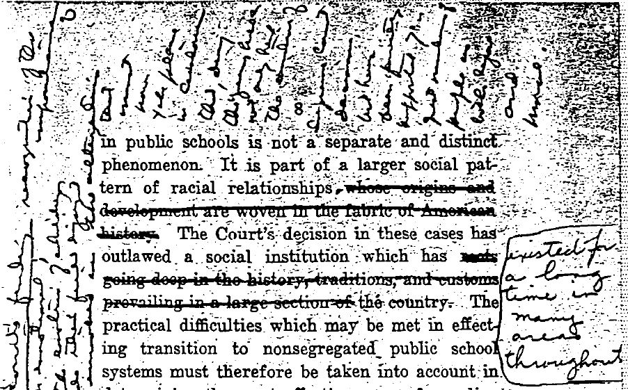 Eisenhower himself wrote parts of his Administration's amicus curiae brief in Brown vs. Board of Education.