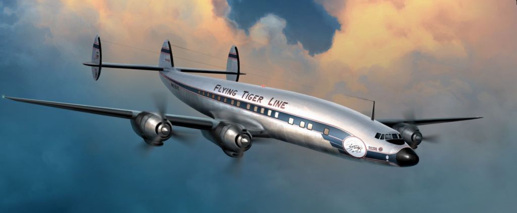 Flying Tiger flight 923 was a Lockheed Super Constellation with its distinctive triple tail.