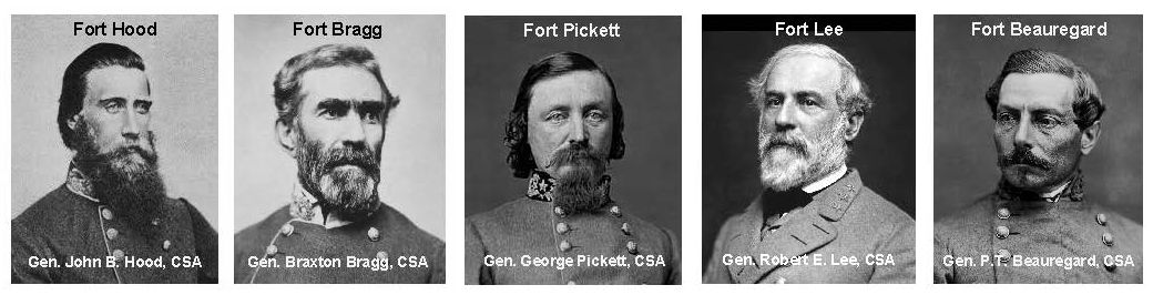 Five Army bases named for Confederate generals