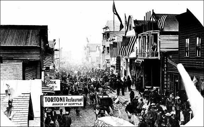 The town of Nome, Alaska celebrated the Fourth of July shortly after 1900. University of Washington Special Collections