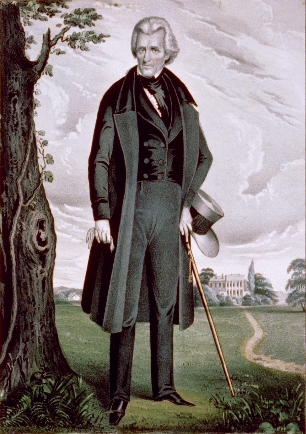 In 1845 Nathaniel Currier published a print entitled "General Andrew Jackson, the hero, the sage and the patriot. Library of Congress