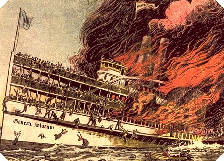General Slocum explodes in the East River.