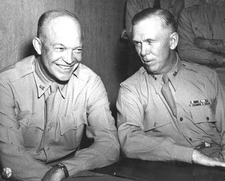 During World War II, Marshall (right) was responsible for choosing the seniors leaders such as Dwight Eisenhower.