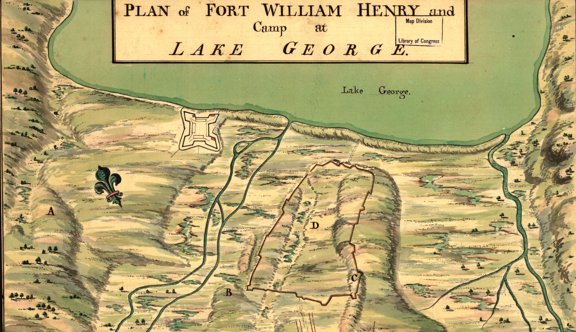 Heath, Plan of Fort William Henry and camp at Lake George.