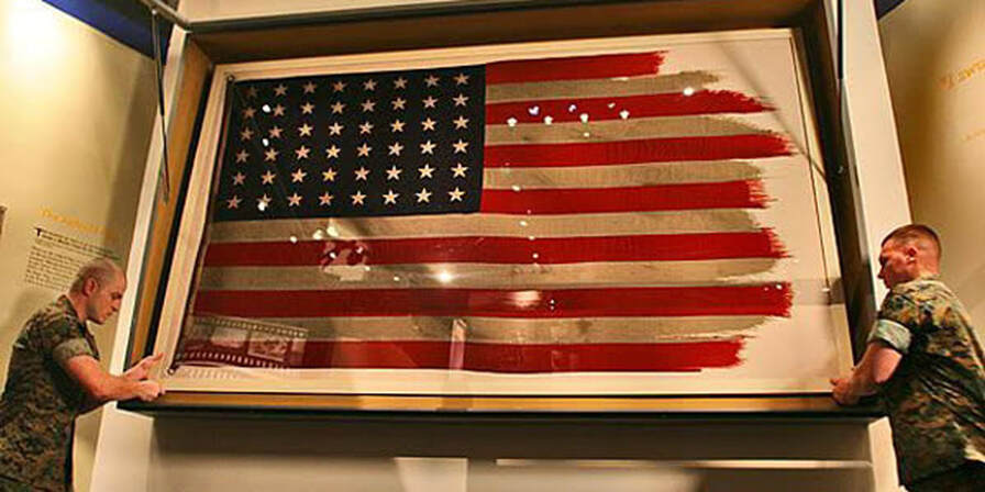 Iwo Jima flag at the Museum of the Marine Corps