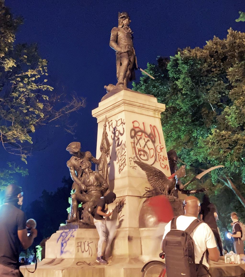 The statue of Lafayette, a 19-year-old revolutionary to came to our fight for our freedoms, was defaced by protesters who had no clue.