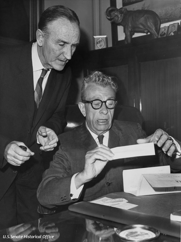 Mike Mansfield (D-MT), the longest-serving Senate majority leader in history, worked with the minority leader Everett Dirksen (R-IL) and others to break the Southern filibuster to pass the historic Civil Rights Act of 1964. U.S. Senate Historical Office