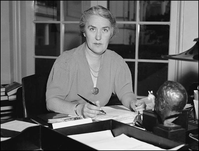 Miss LeHand functioned in effect as the chief of state of the White House, argues the author.  Historian Jean Edward Smith described Missy as "warm and attractive, with ink-blue eyes, black hair already turning gray, and an engaging throaty voice. She was also modest, well mannered, exceptionally capable, and thoroughly organized."