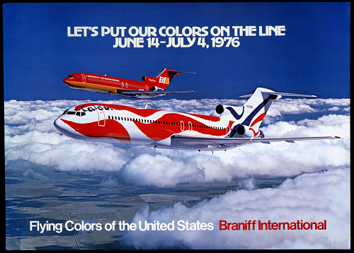 Braniff Airlines painted some of its planes, one of many corporations to join the celebration. Cooper Hewitt Museum
