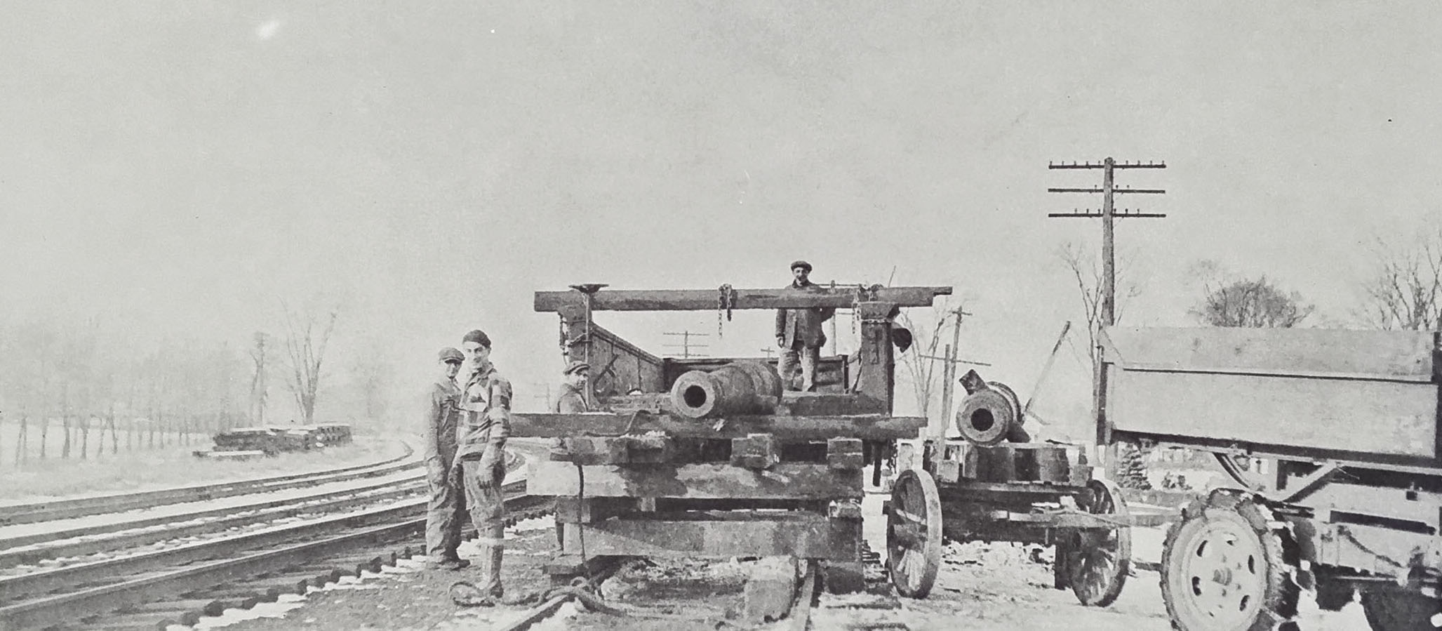 Cannon from Nicaragua arrive at a rail station near Ticonderoga.