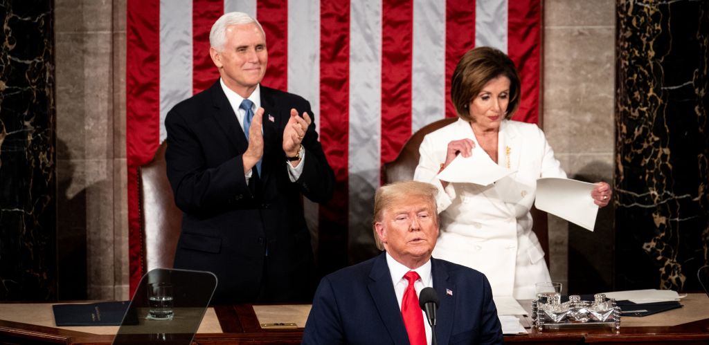 House Speaker Nancy Pelosi tore in half President Trump's State of Union Address in January 2020.