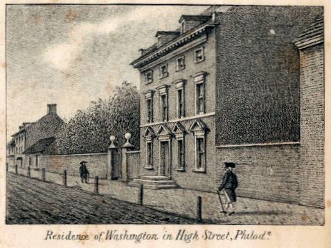 Both George Washington and John Adams lived at 6th and Market Streets. The location is now a museum that explores the paradox of the slaves who served them. Courtesy Library Company.