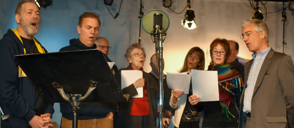 Members gathered in the National Press Club studios to record the program. Photo by Alan Kokar.