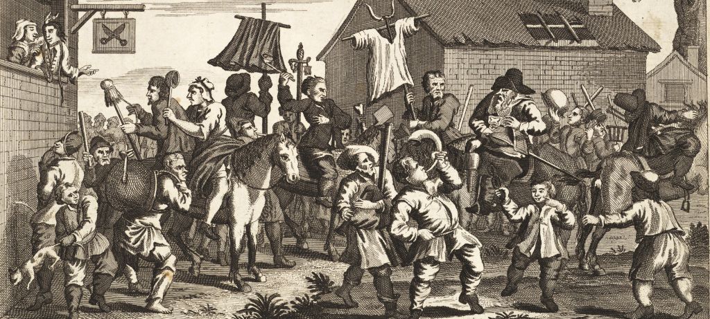 Americans today often forget how radical Jefferson's idea was that "all men are created equal." Society was highly stratified and divided by religious and other affiliations. Common people were often mocked, as in Samuel Butler's "Hudibras Encounters the Skimmington." Metropolitan Museum of Art.