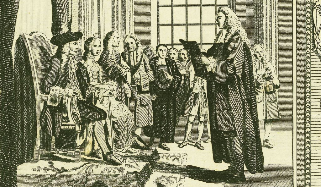 Gun rights advocates point to the right to bear arms guarateed in the English Bill of Rights, which was presented to King William and Queen Mary in 1698. But the right only extended to certain wealthy Protestant landowners.