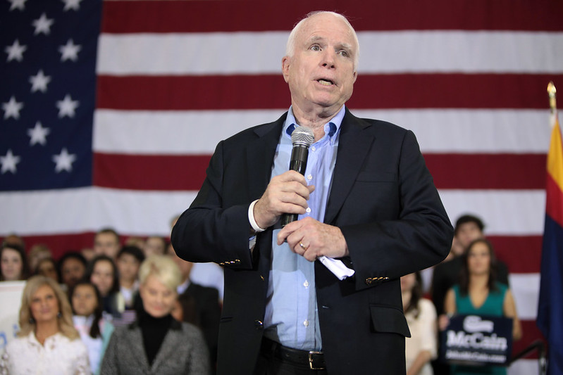 Sen. John McCain (R-Arizona) voiced strongly held conservative values. But he always urged "Country first" and compromised with Democrats on immigration reform, health care, campaign finance reform (McCain-Feingold Bill), and normalizing U.S.-Vietnam relations with John Kerry. Gage Skidmore