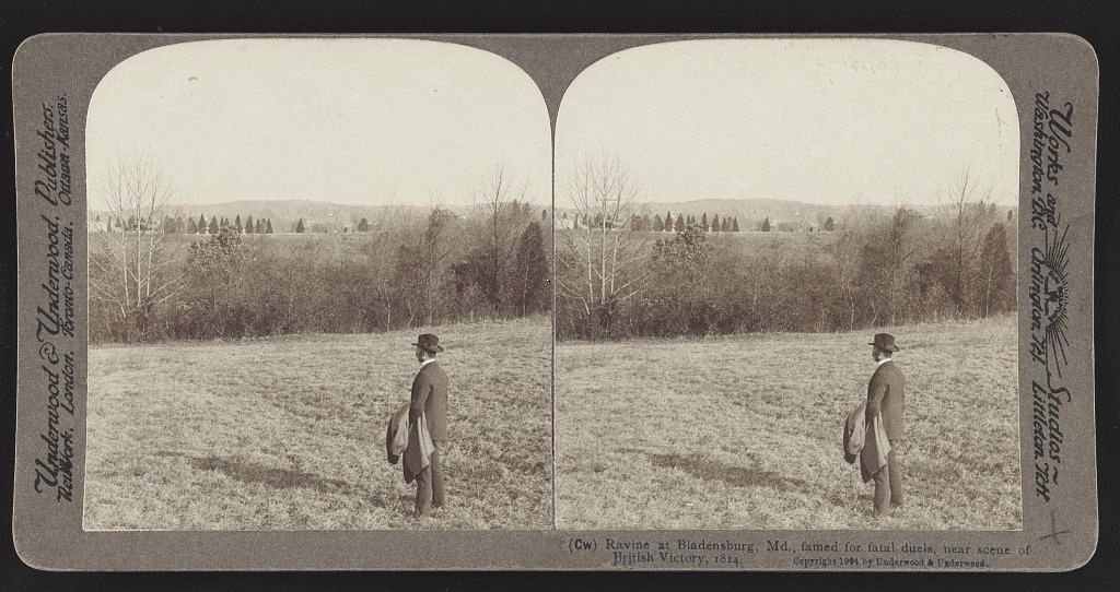 Underwood & Underwood published a stereo card of the Bladensburg Dueling Ground in 1904.