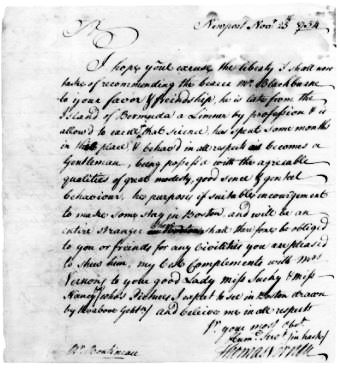 Thomas Vernon to James Boutineau, 1754