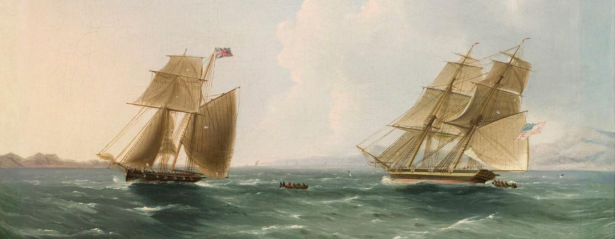 U.S. privateer Warrior capturing British merchant ship Hope by Thomas Birch. Smithsonian.jpg