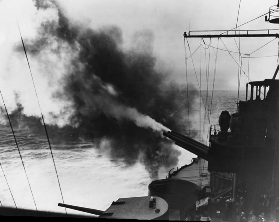 After the Japanese invaded part of Alaska, the Aleutian island of Attu, US battleships Nevada and Pennsylvania (above) fired their massive 14" guns to support the American invasion to retake the islands. 