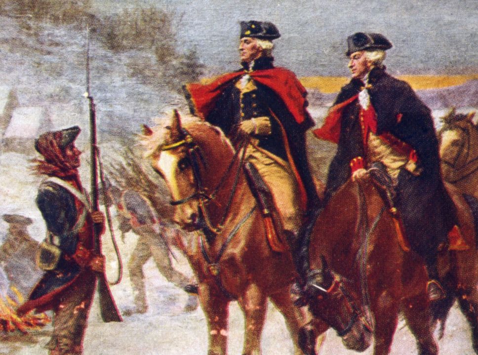 Washington and Lafayette at Valley Forge.