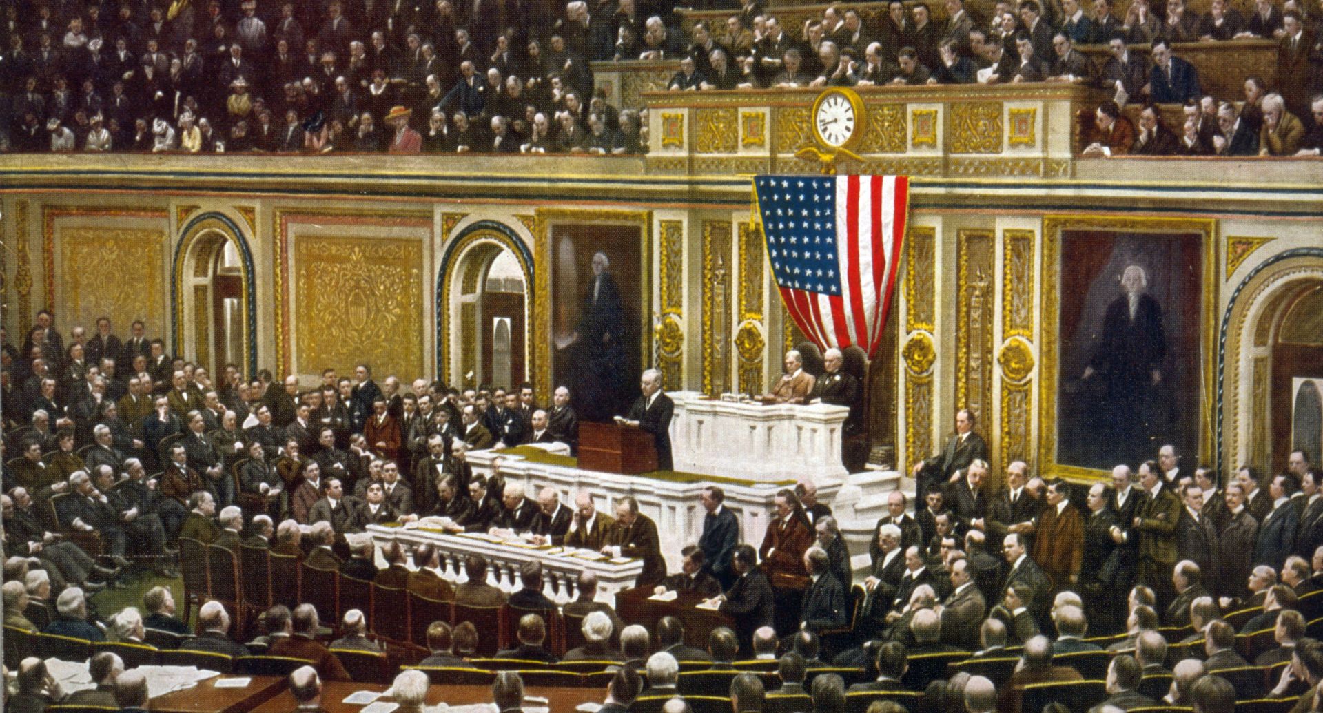 Wilson asking Congress to declare war on Germany, April 2, 1917. Library of Congress