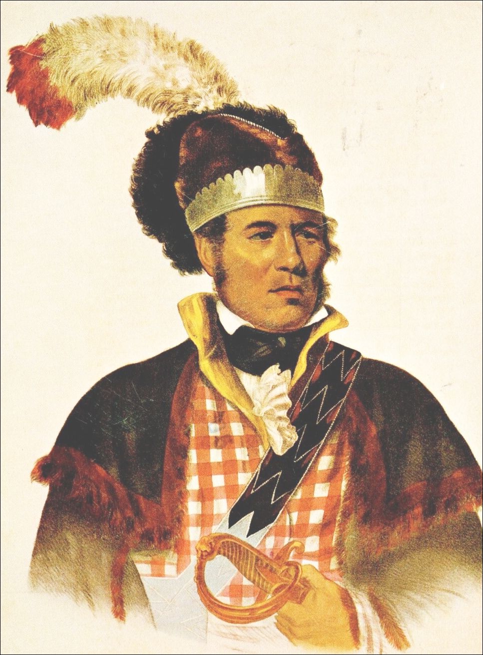 Chief of the Lower Creeks, William McIntosh, had a Scottish father and Creek mother. He favored accommodation and fought alongside white militia against the Red Sticks. He was murdered after signing the Treaty of Indian Springs ceding Creek land to Georgia. Gilcrease Museum