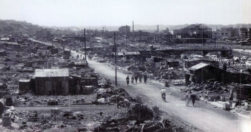 One of dozens of Japanese cities bombed, Yokohama suffered near total destruction. U.S. Air Force, National Archives