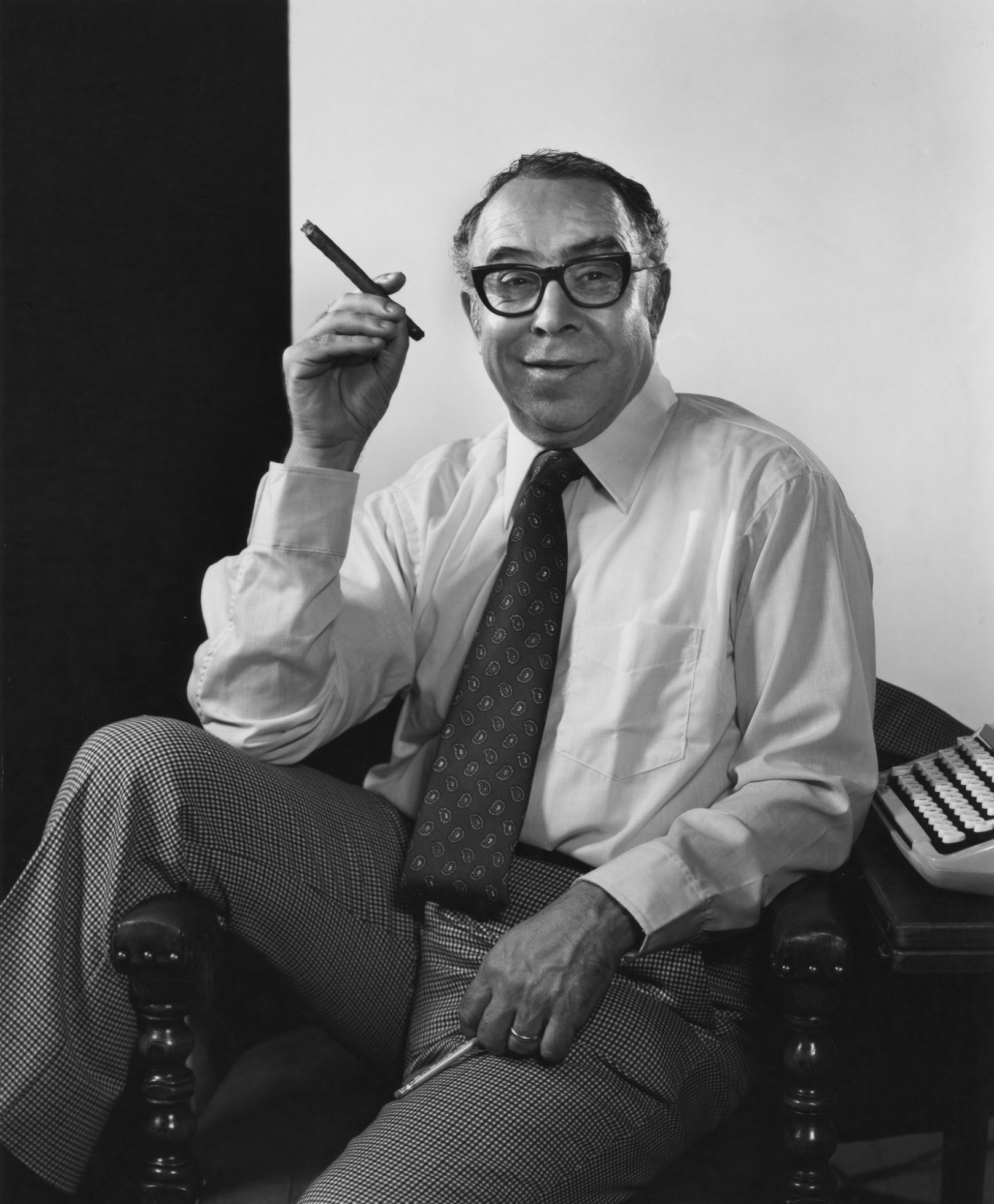 Yousuf Karsh photographed Buchwald in 1960. Courtesy of the Karsh Estate  © Yousuf Karsh and link to karsh.org.