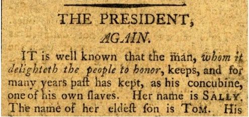 Article about Sally Hemings relationship with Jefferson.