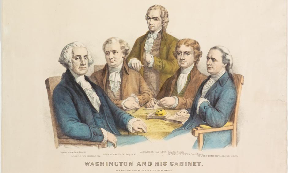 Incisione del gabinetto di George Washington's Cabinet