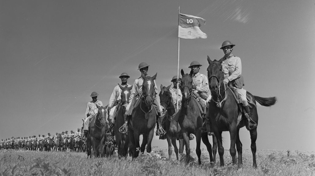 Cavalry against panzer tanks? At the start of World War II, the U.S. Army still had five divisions of cavalry, who practices at Ft. Riley, Kansas, in 1942.