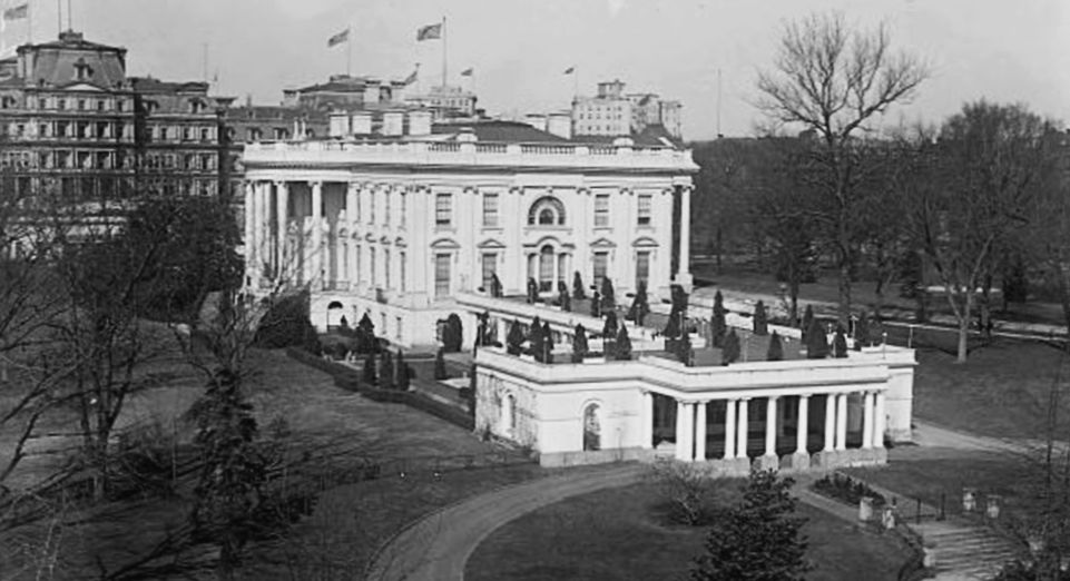 First built in 1902, the East Wing was expanded by FDR in 1942 to house additional staff and security, and later space for the first lady's staff and social functions. Library of Congress
