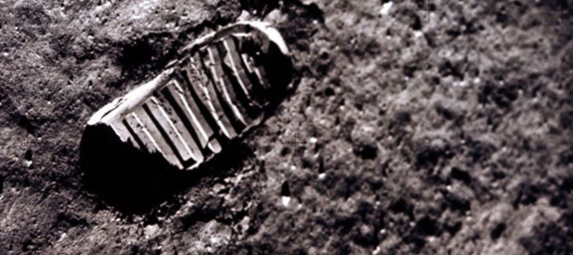 An astronaut's footprint on the moon.