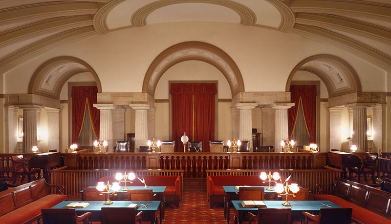 Old Supreme Court Chamber is a room on the ground floor of the North Wing of the United States Capitol. From 1800 to 1806, the room was the lower half of the first United States Senate chamber. After construction of its vaulted ceiling divided it from the Senate chamber above, from 1810 to 1860 it served as the courtroom for the Supreme Court of the United States.
