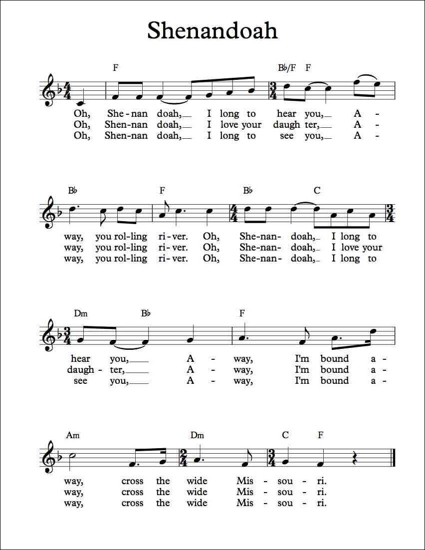 shenandoah sheet music