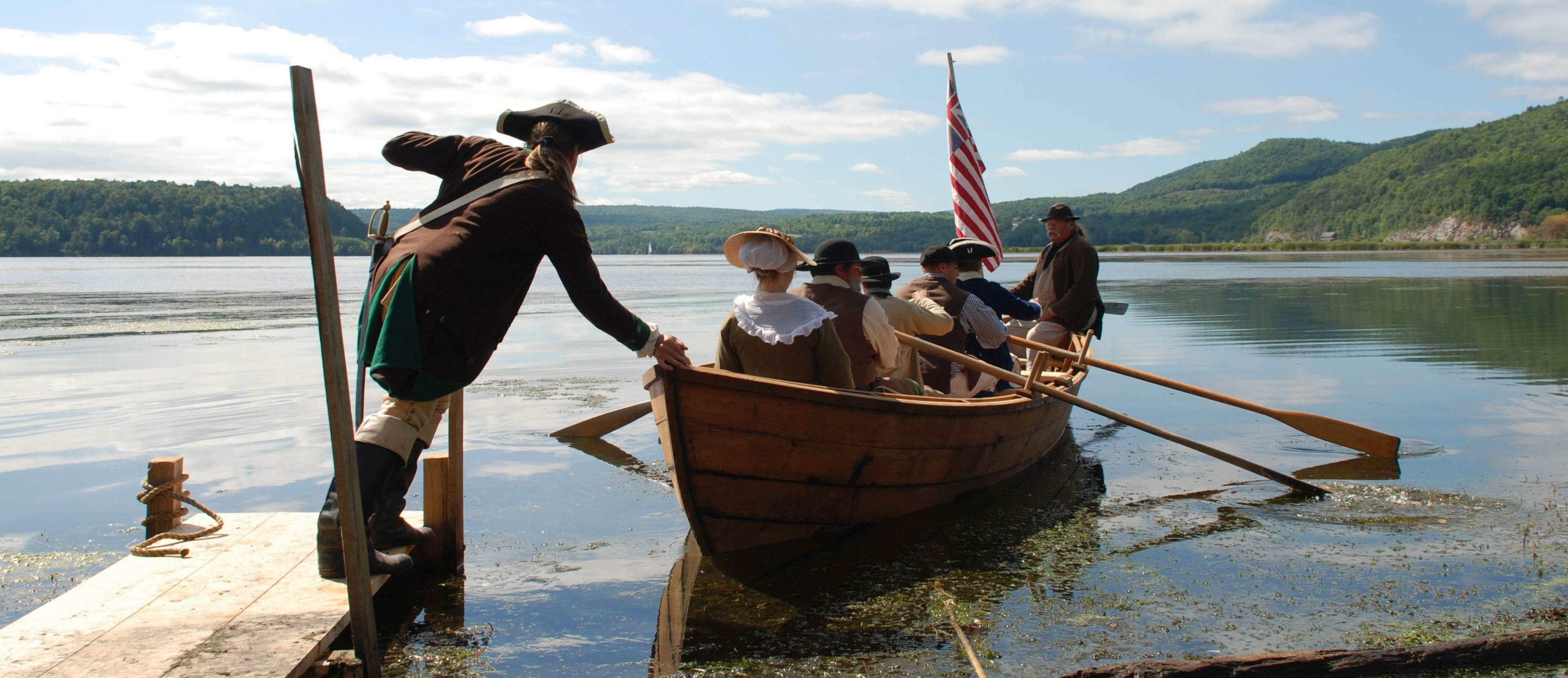 Launching the new bateau at Fort Ticonderoga. Edwin Grosvenor