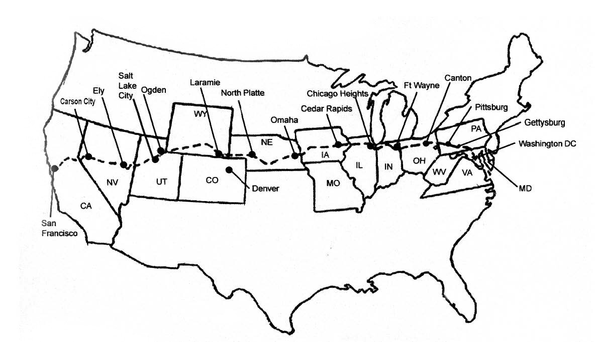 map of motor convoy 1919