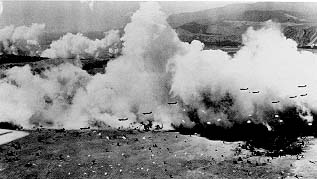 Airdrop at Nadzab, Morning of 5 September 1943. (U.S. Air Force photograph)