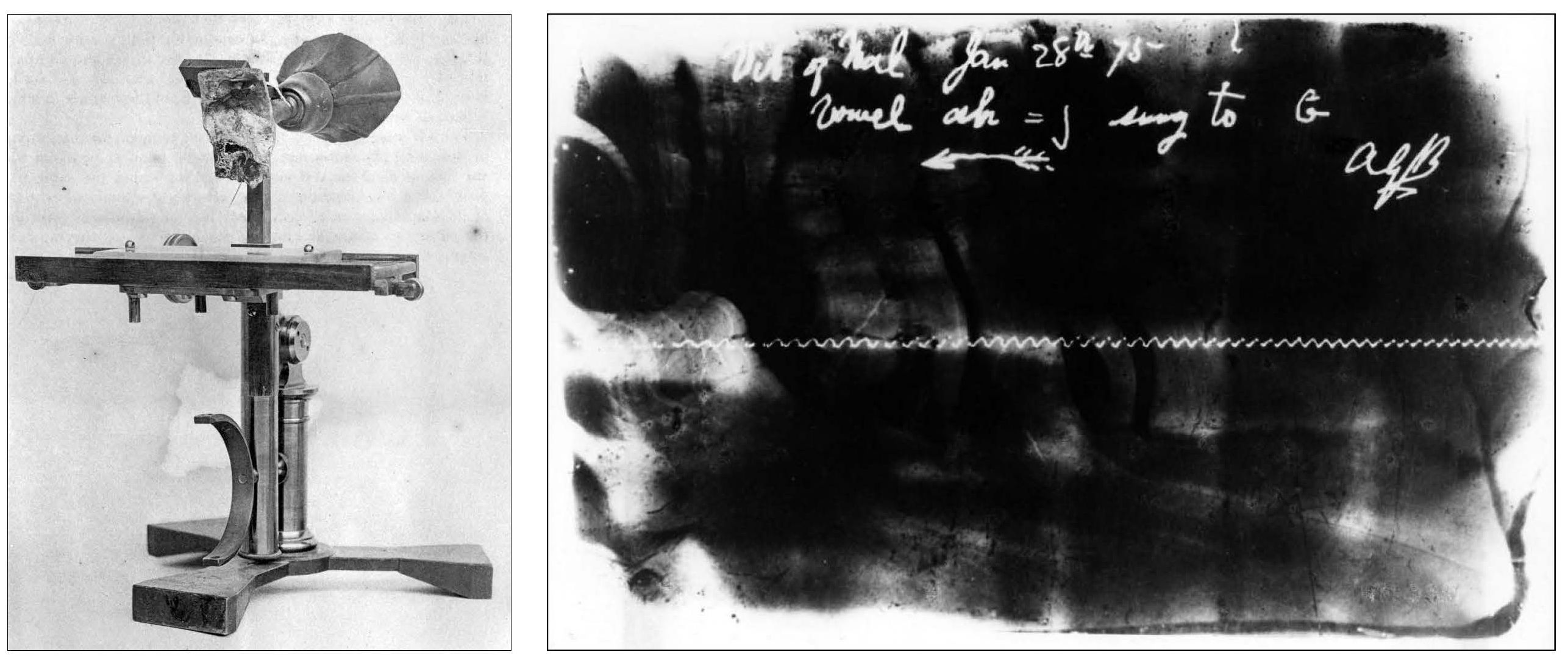 Using bones from a human ear, Bell built a photoautograph in 1874.
