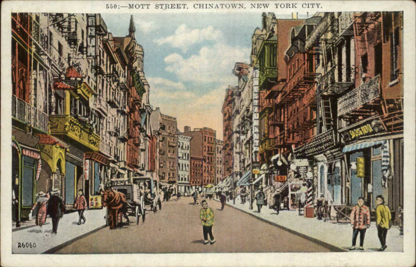 postcard of Chinatown-Mott Street
