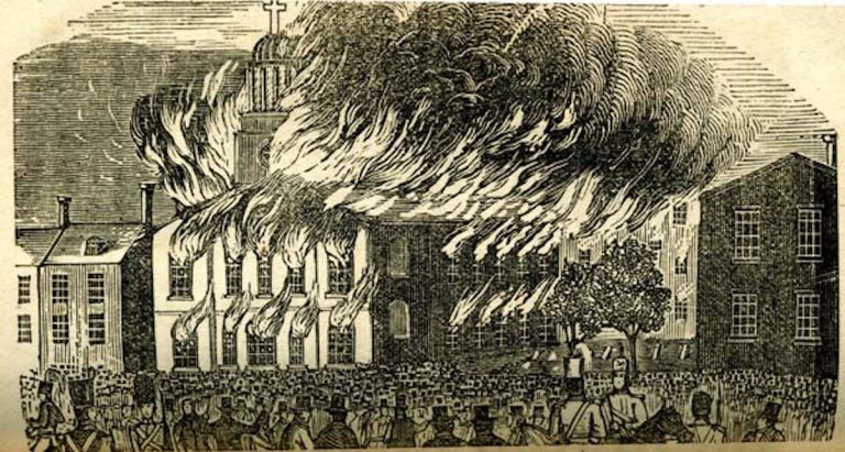 Burning of the St. Augustine chapel in 1844
