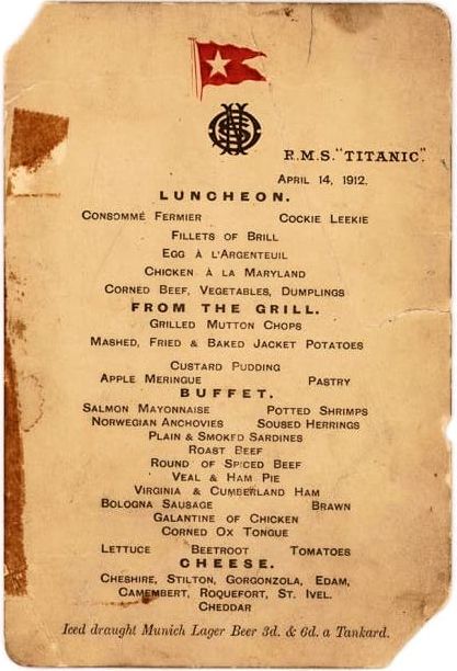 Each year the Men's Titanic Society gathers for a meal similar to what was on the ship's menu.